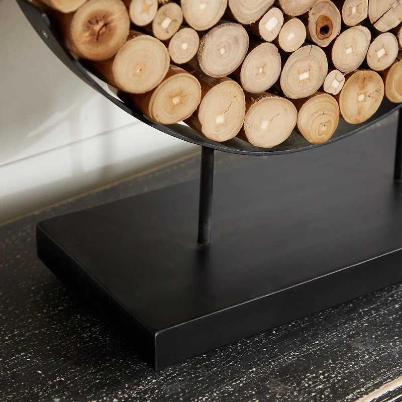 24" Natural Brown Teak Wood Abstract Sculpture