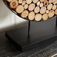 24" Natural Brown Teak Wood Abstract Sculpture