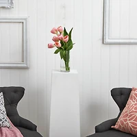 16" Pink Tulip Arrangement In Cylinder Vase