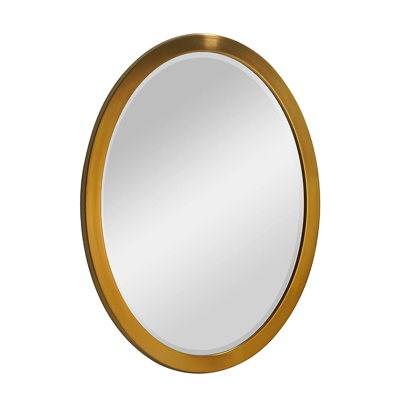 Head West Oval Brushed Gold Metal Framed Bathroom Mirror - 29" x 23"