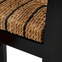 Hello Honey® Willowbrook 3ft. Black Mahogany Solid Wood & Natural Woven Seagrass Rope Stool