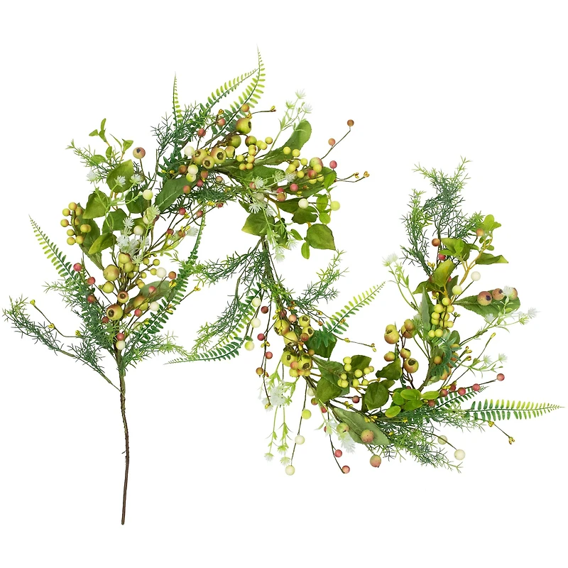 5ft. Berry & Crabapple Fern Foliage Spring Garland
