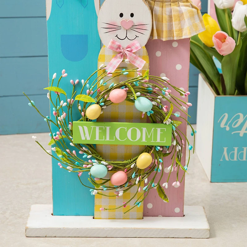 Glitzhome® 30" Easter Wooden Bunny Family Standing Décor