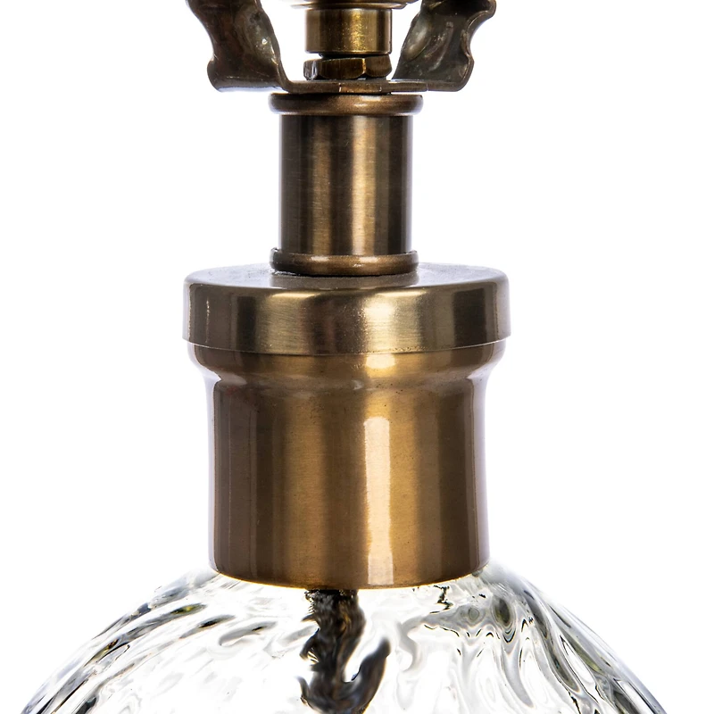 Hello Honey® 2ft. Textured Glass Base Table Lamp with White Cotton Drum Shade