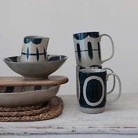 Hello Honey® Mixed Black & Tan Painted Designs Stoneware Mug Set