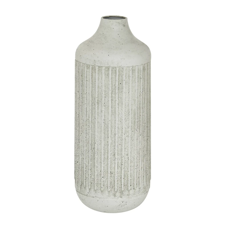 White Metal Contemporary Style Vase, 17" x 7" x 7"