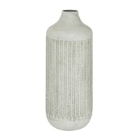 White Metal Contemporary Style Vase, 17" x 7" x 7"