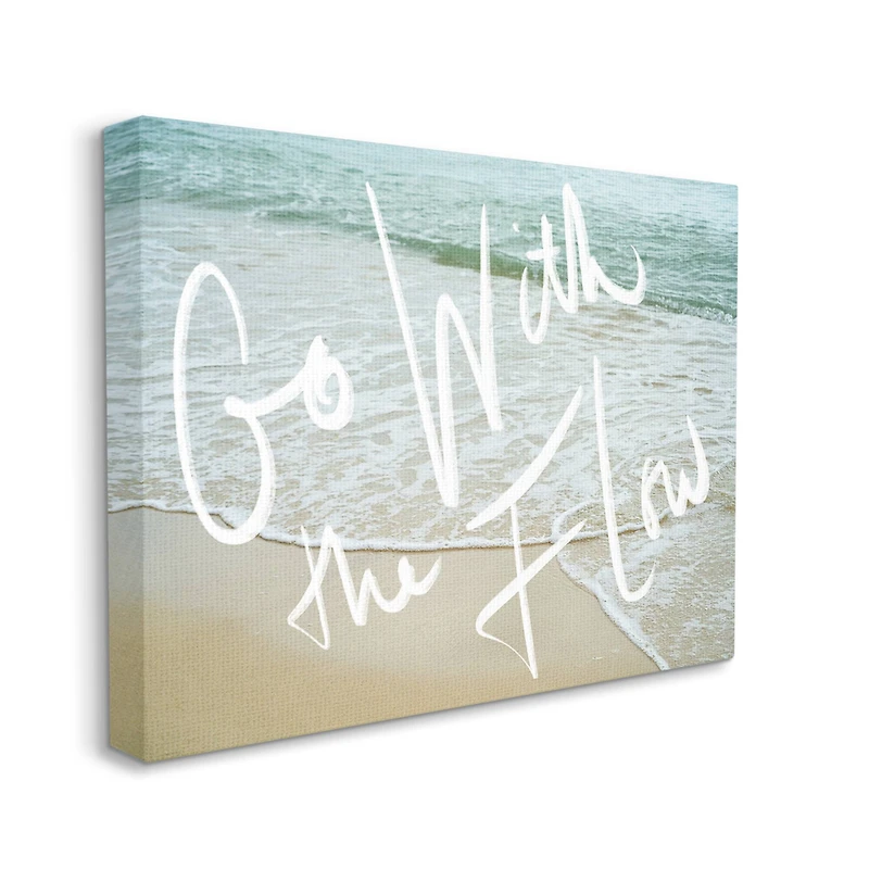 Stupell Industries Go With the Flow Phrase Incoming Beach Tide Canvas Wall Art