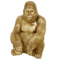 15" Gold Traditional Gorilla Sculpture