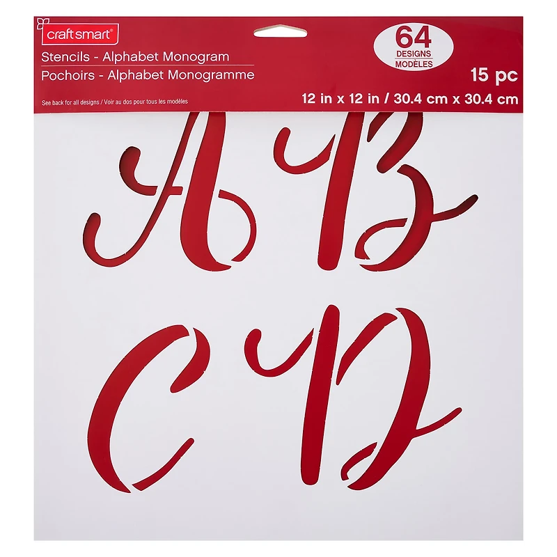 Alphabet Monogram Stencils by Craft Smart®, 12" x 12"