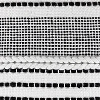 18" White & Black Striped Outdoor Woven Pouf Ottoman