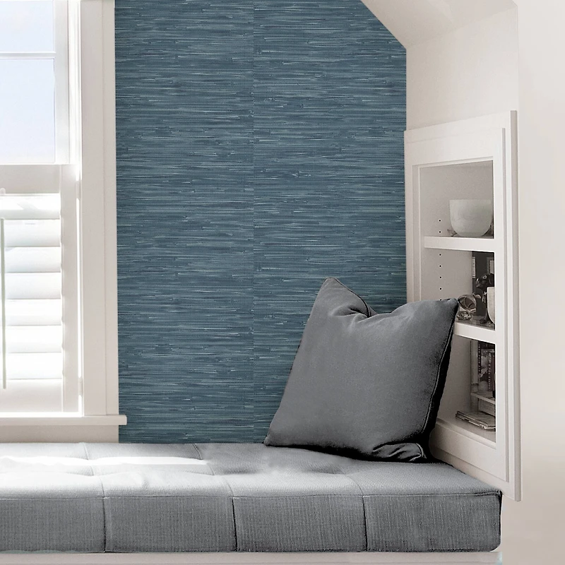 NuWallpaper Navy Grassweave Peel & Stick Wallpaper