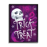 Stupell Industries Trick or Treat Purple Halloween Framed Giclee Art