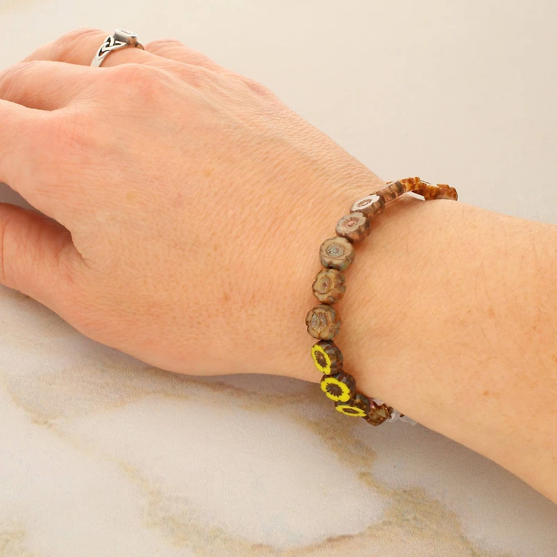 Hibiscus Fall Czech Glass Flower Beads, 8.6mm by Bead Landing™