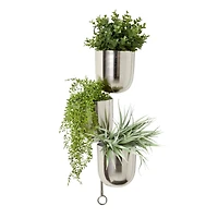 The Novogratz 25" Silver Metal Contemporary Wall Planter