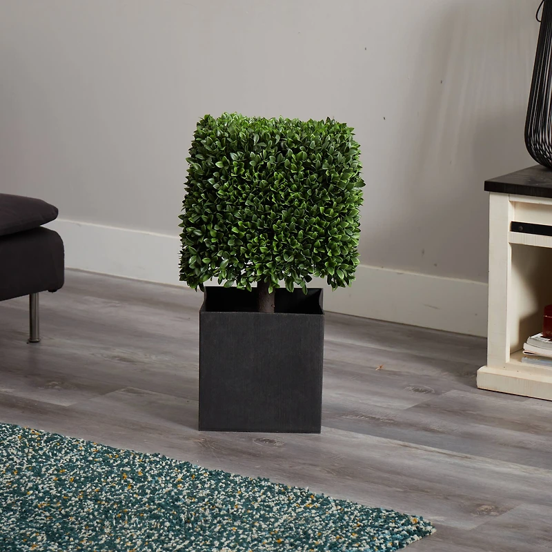 27" Boxwood Artificial Plant in Black Planter