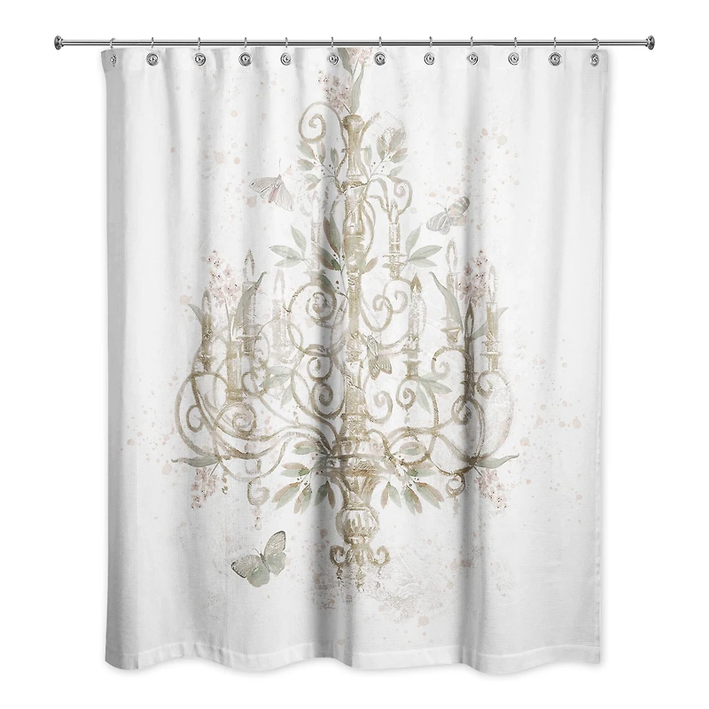 Soft Sage and Blush Chandelier 71" x 74" Shower Curtain