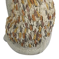 14" White Stone Farmhouse Cat Garden Sculpture