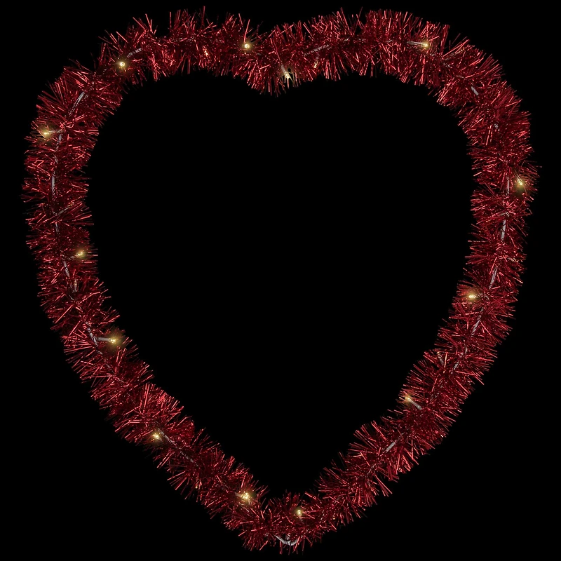 25.25" Red LED Valentine's Day Tinsel Heart Window Silhouette