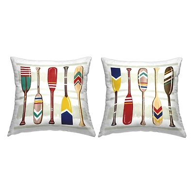 Stupell Industries Lake House Oars Various Patterned Boat Paddles 2 Pillow Set, 18" x 18"