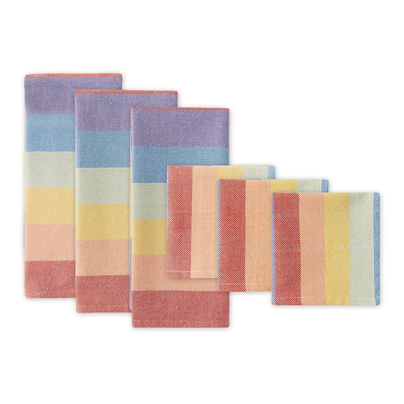 Rainbow Heavyweight Dishtowel and Dishcloth (Set of 6)