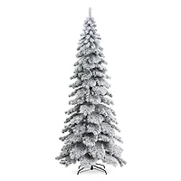 9ft. Pre-Lit Flocked Layered Spruce Artificial Christmas Tree, Warm White LED Lights