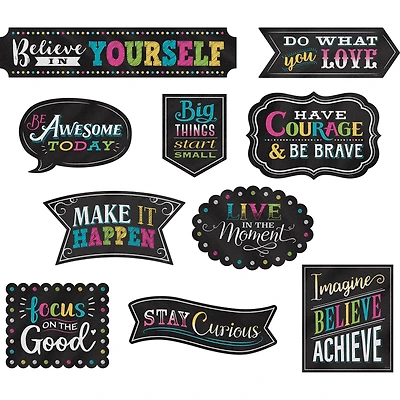 Teacher Created Resources® Chalkboard Brights Clingy Thingies® Positive Sayings Accents, 2 Packs of 10