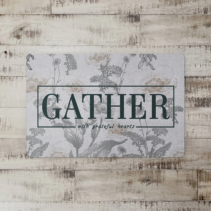 Gather Here with Grateful Hearts Floor Mat, 18" x 27"
