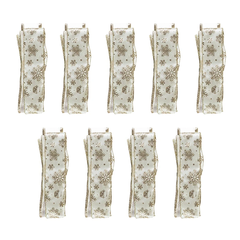 Glitzhome® 32" Elegant Snowflake Ribbon Christmas Bows, 9ct.