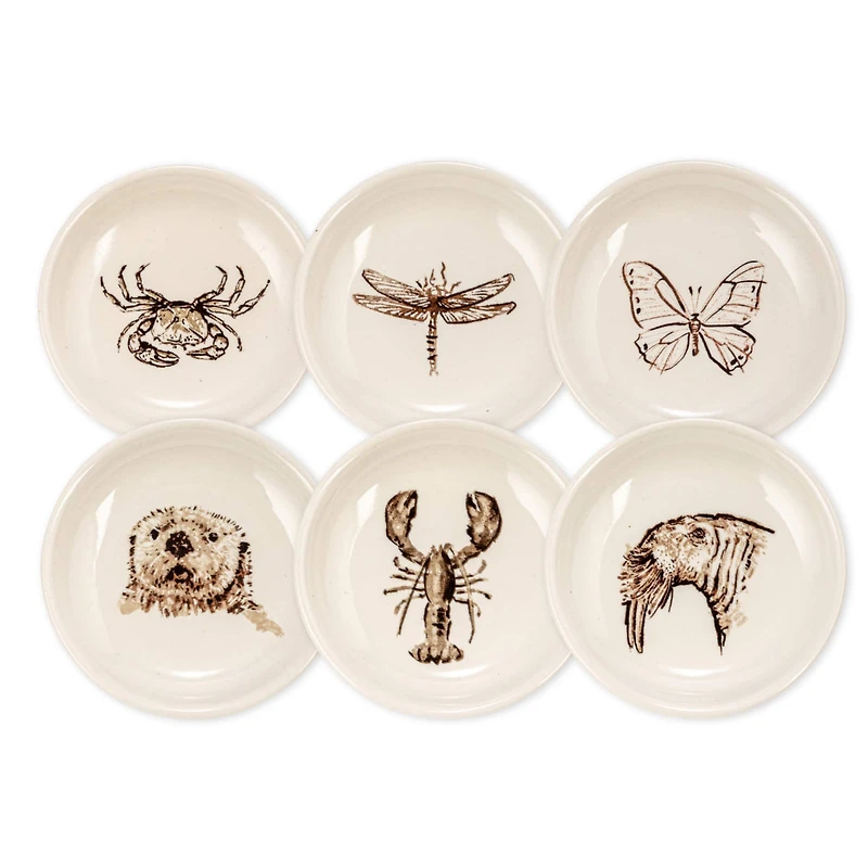 Hello Honey® 3" Cream Round Stoneware Dish Set with Animal Prints