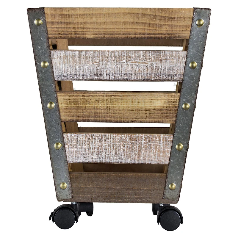 18" Wood & Metal Storage Crate with Wheels
