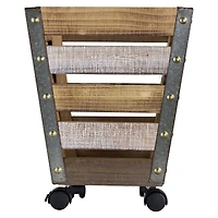 18" Wood & Metal Storage Crate with Wheels