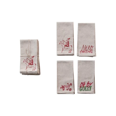 Hello Honey® 18" White & Red Christmas Cotton Napkin Set