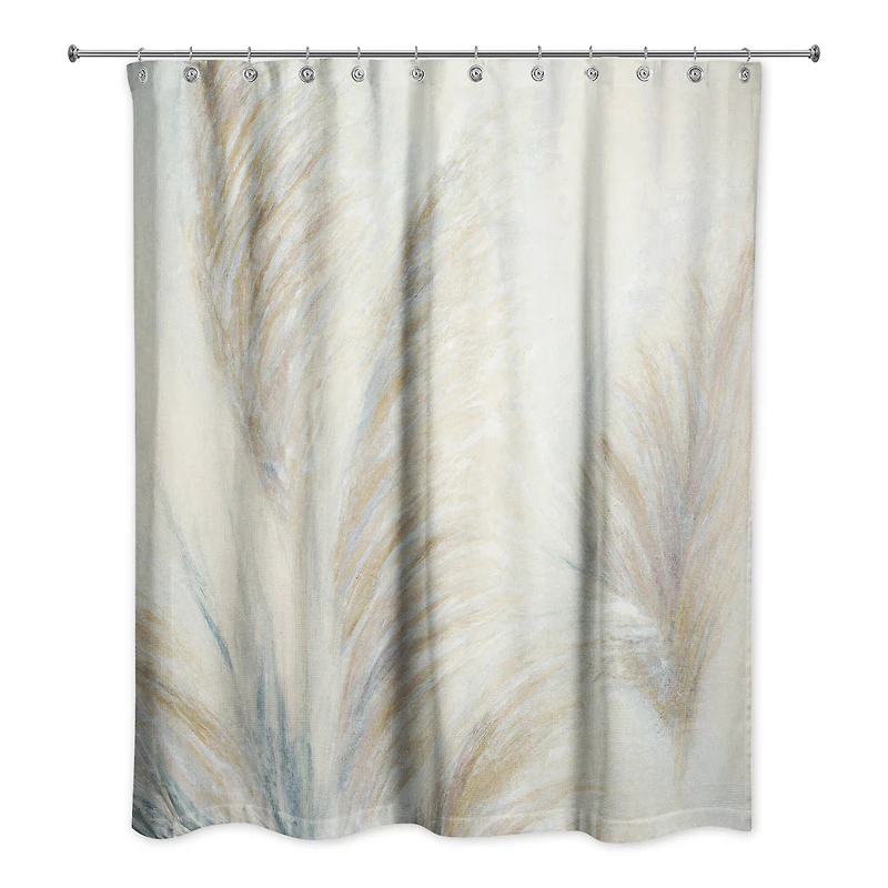 Soft Painterly Pampas Grass on Beige 71" x 74" Shower Curtain