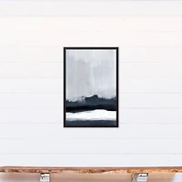 Navy and White Abstract 20" x 30" Black Framed Canvas