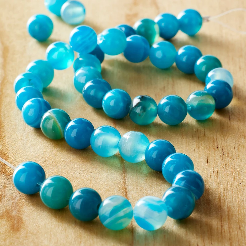 Blue Striped Agate Round Beads, 6mm by Bead Landing™