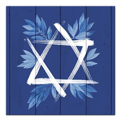 Botanical Star David 16x16 Canvas Wall Art