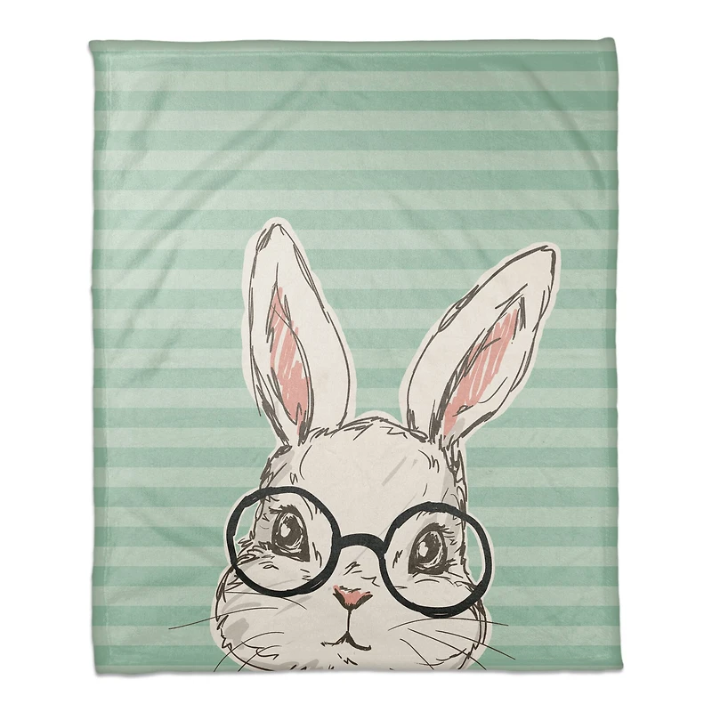 Bunny With Glasses 50" x 60" Sherpa Fleece Blanket