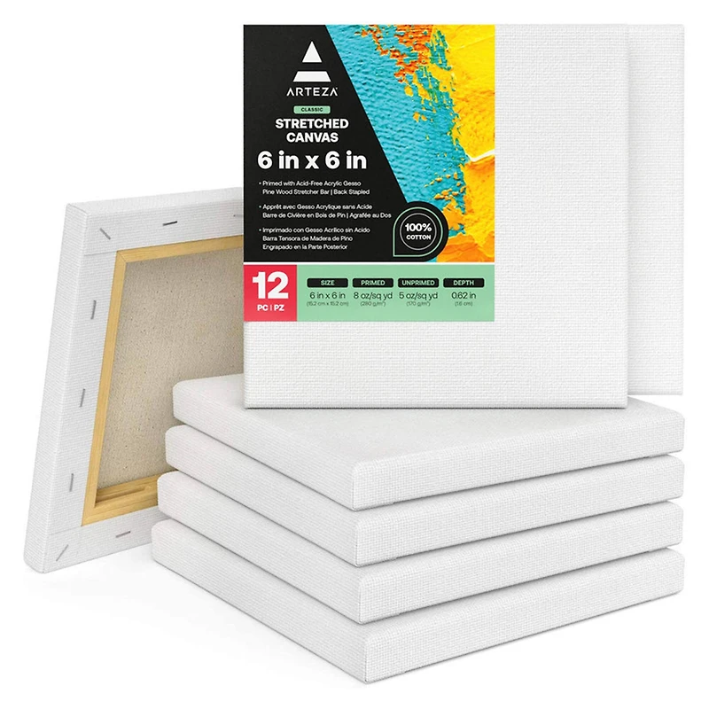 Arteza® 6" x 6" White Stretched Canvases