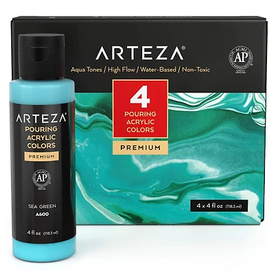 Arteza® 4 Color Aqua Tones Acrylic Pouring Paint Set