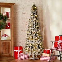 5ft. Pre-Lit Snowy Downswept Artificial Christmas Forestree, Clear Lights