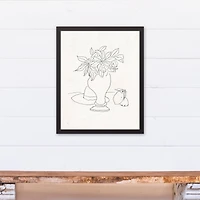 Floral Sketched Still I 16" x 20" Black Framed Canvas