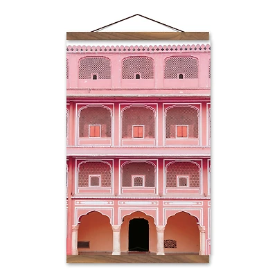 Pink Ornate Build Front Teak Hanging Canvas