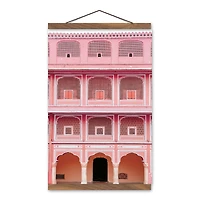 Pink Ornate Build Front Teak Hanging Canvas