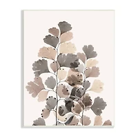 Stupell Industries Modern Ginkgo Leaf Arrangement Translucent Brown Grey Leaves Wood Wall Plaque