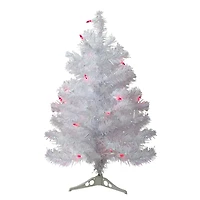 2ft. Pre-Lit White Pine Slim Artificial Christmas Tree, Pink Lights