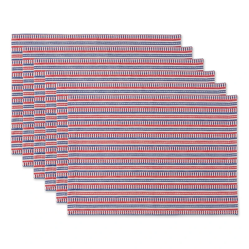 DII® Red, White & Blue Dobby Stripe Placemats, 6ct.