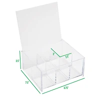 Mind Reader 6-Compartment Clear Acrylic Tea Bag Storage & Organizer with Lid
