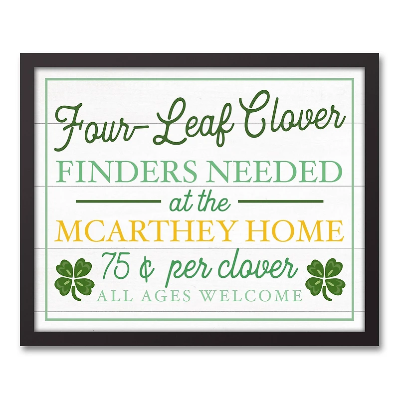 Four Leaf Clover Finders Black Framed Canvas