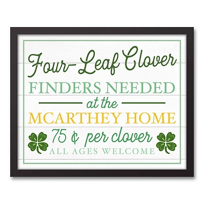 Four Leaf Clover Finders Black Framed Canvas